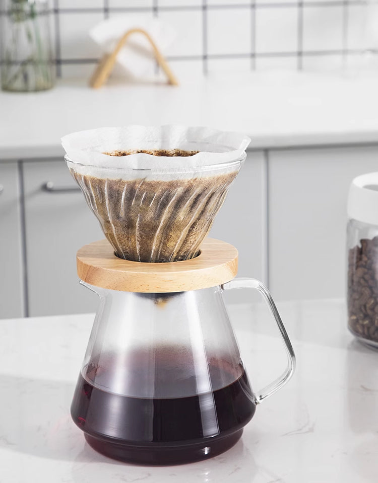 V60 Wood Stand Glass Coffee Dripper