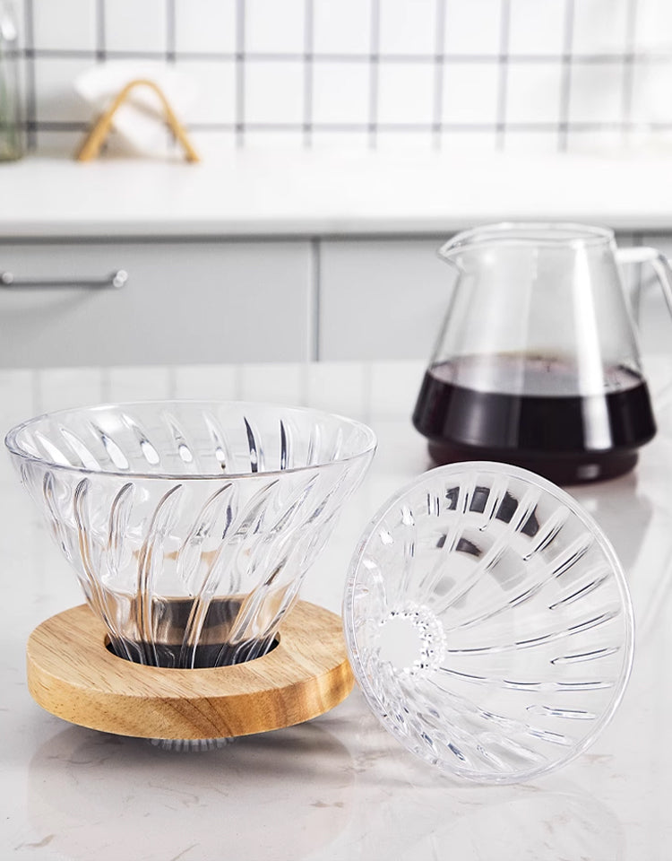 V60 Wood Stand Glass Coffee Dripper